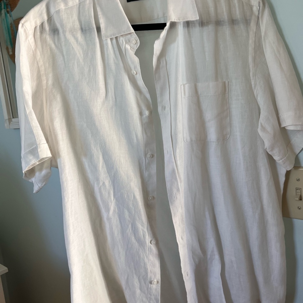 Saks Fifth Avenue White Casual Button Down Shirt in linen